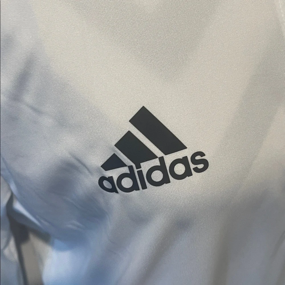Adidas Athletic Sporty White Quarter Zip Long Sleeve Pull Over Size M